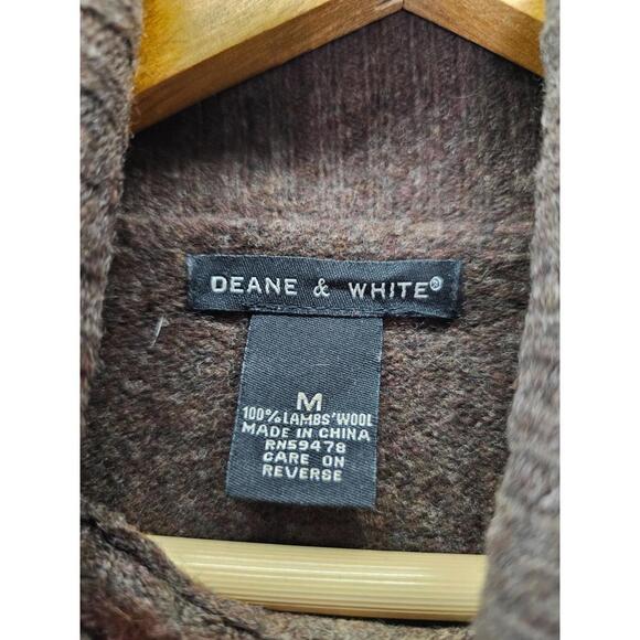 Deane and White Lambswool Argyle Turtleneck Sweater Brown Medium Hole Flaw - Picture 3 of 5